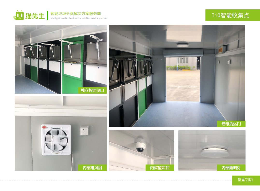 貓先生智能垃圾分類房，定時定點垃圾收集站 ，垃圾房內部配置