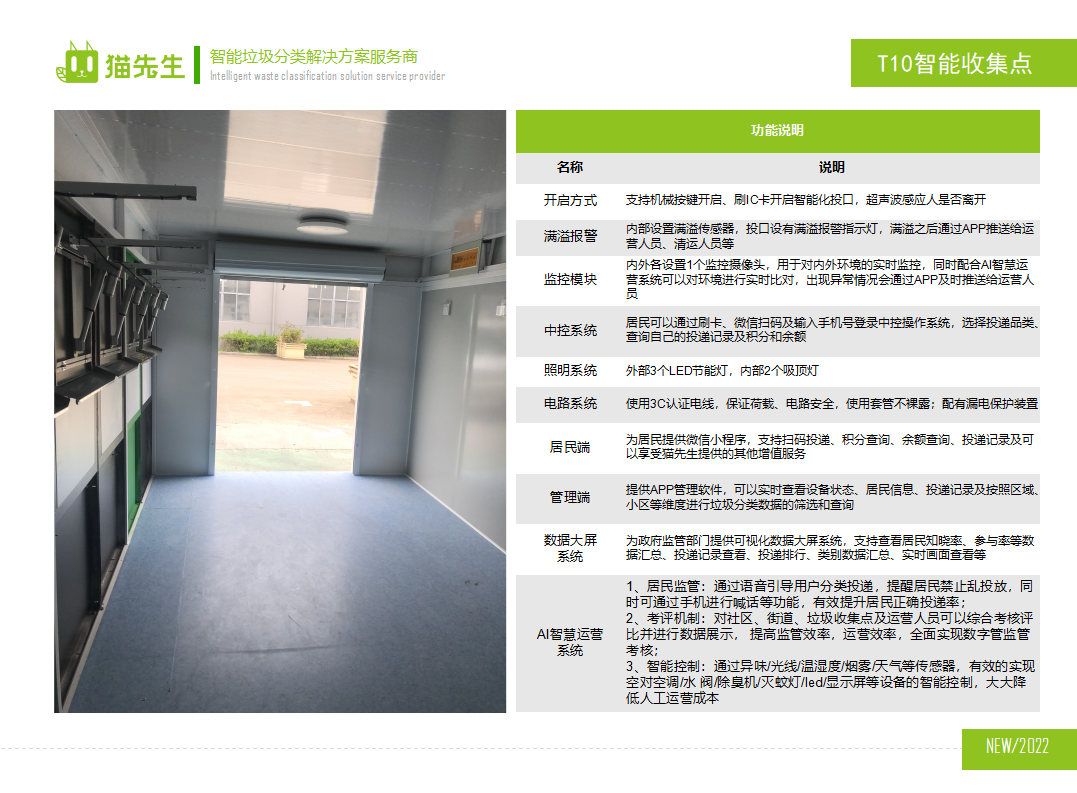 貓先生智能垃圾分類房，定時定點垃圾收集站 ，垃圾房功能說明