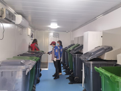 貓先生智能垃圾房，社區(qū)定時定點垃圾分類，垃圾房內部